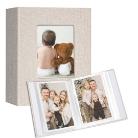 Vienrose Photo Albums Small 10 x 15 Photos 2 Pack Linen Cover with Front Window, Slip-in Album 50 Pages with 100 Photos for Baby Wedding Charms, Storage of Artwork or Postcards, Beige