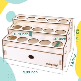 OPHIR Wooden Paint Organizer,Hobby Acrylic Paint Holder with 1 Cabinet Drawer for 15 Bottles of Paints, Suitable for Tamiya, AV, OPHIR Paints Pigments Inks Bottles Organizer