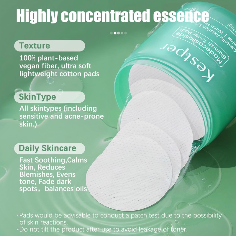 Kestper Madecassoside & Caffeine Toner Pads|Soothe Redness,Strengthen Barrier & Refine