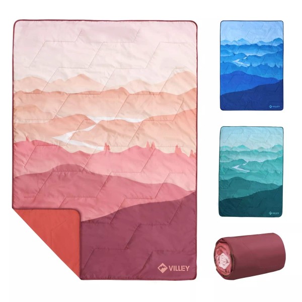 VILLEY Picnic Blanket, 3-Layer Camping Blanket 52"x75", Machine Washable, Wat...
