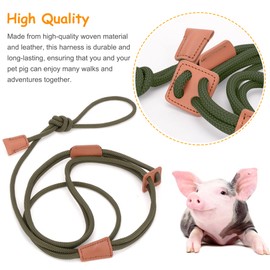 Drunhan Mini Pig Harness & Leather, Pet Pig Supplies, Adjustable Rope (9 inches Long -1/2 inches Diameter), Suitable for Small and Medium-Sized Pet Pigs(Green)