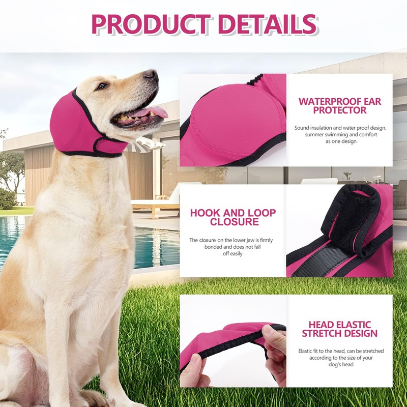 Waterproof Dog Swim Hat Bath Cap,Pet Calming Head Cover Ear