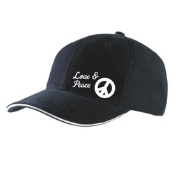 HUURAA Cappy Hat Love & Peace Love Unisex Cap with Peace Motif Gift Idea for Friends and Family, Black/Light Grey