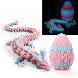Easter Basket Stuffers,3D Printed Dragon,Dragon Eggs with Dragon Inside,Surprise Dragon Egg Toy,15'' Full Articulated Crystal 3D Dragon