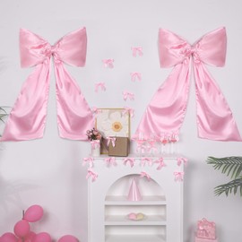 Yiaoyinnz Pink Bow Birthday Party Decoration 2pcs Giant Coquette Bows 41x26in with 24 Small Bowknot Wall Hanging Decor 4.7x6.7in for Bachelorette Baby Shower Wedding Engagement Bridal Supplies Favors