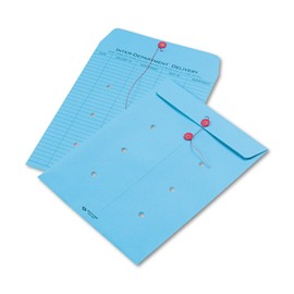Quality Park Interdepartment String & Button Closure Envelopes, 10" x 13", 1-Sided Narrow Rule, Blue, Box of 100 (QUA63577)