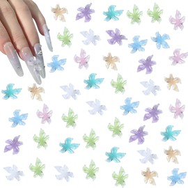 100Pcs 3D Flower Nail Art Gems with Pastel Petal Glaze, Colorful 3D Floral Nail Stickers for Manicure Designs, Durable Resin Accessories Kit with Flat Base for Easy Application (Pastel Petal Glaze)