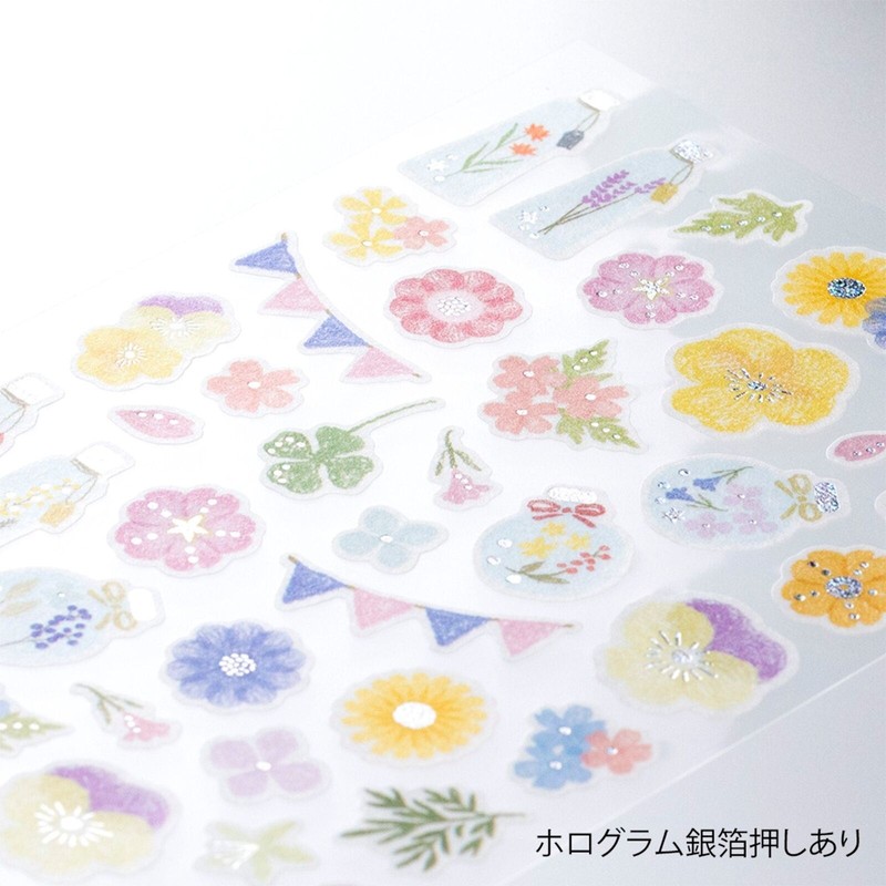 The Stationery Manor! Midori Sticker Marché Pressed FLOWERS Washi Tape