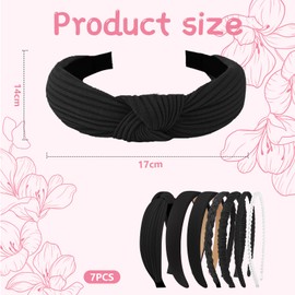 Kotkiddy Set of 7 Women's Headbands, Various Models, Pearl Headbands, Plastic Headband, Headbands, Hair Band for Girls and Women (Black)
