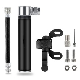 Hand Mini Bike Pump Air Hose Inflator Portable for Tire Basketball American French Integrated Valve Black