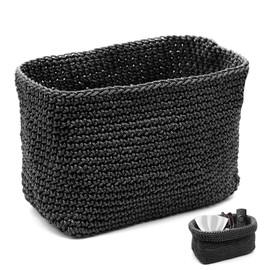 ZHIYUQL® Crochet Basket Storage Guest Towels Storage Baskets Small Baskets Braided Storage Basket Bathroom Basket Handmade Organiser 20 cm x 13 cm x 15 cm (Black)