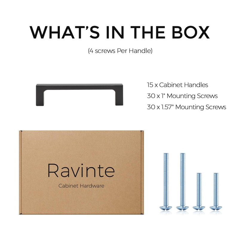 Ravinte 15 Pack 4 inch Hole Centers Matte Black Cabinet