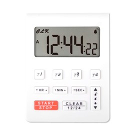 HonorMeet Digital Desk Timer with 4 Count-Down/Count-up Trackings,12 or 24 Hours Clock Display,Buzzer Alarm Reminder for Kids and Adults,Time Management for Workout Study Piano Practise (White)