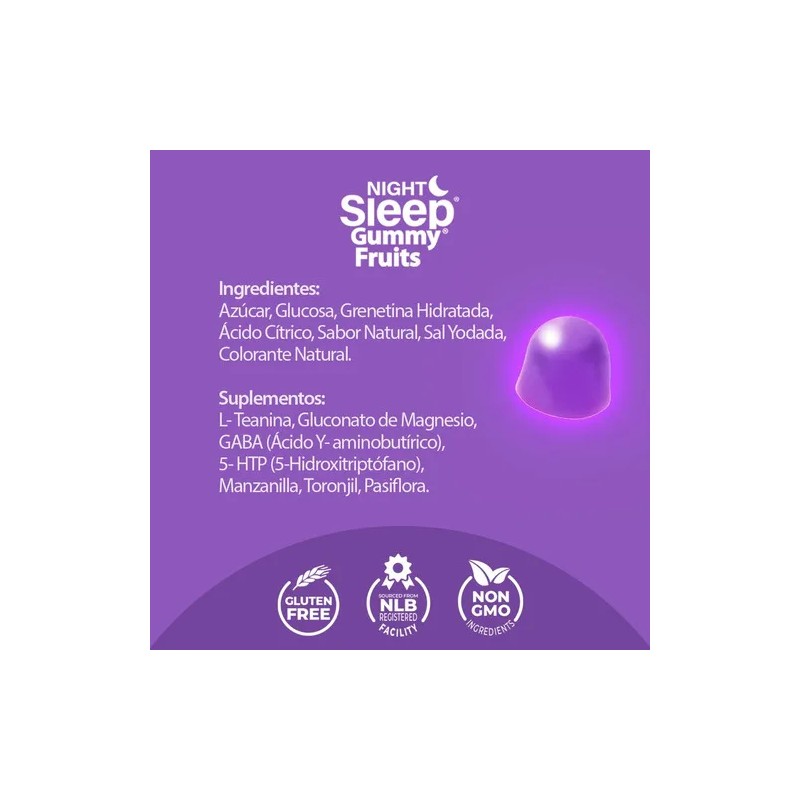 Night Sleep Gummy Fruits, Naturelab 170 Piezas Sabor Blueberry