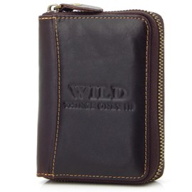 ekavale Genuine Leather Wallet for Men with All-Round Zip - Men's Wallet with RFID Protection - Leather Wallet (Brown Dark)