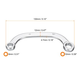 sourcing map Half Moon Double Box Wrench Metric 8mm x 10mm 12-Point Carbon Steel Double End Half Moon-Shaped Ratcheting Wrench C-Shape Box Wrenches Tools for Repairs