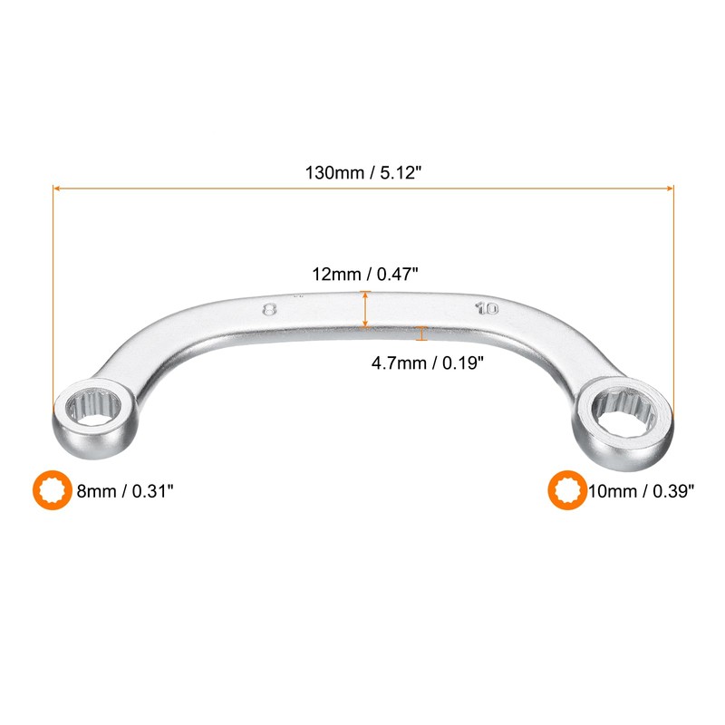 sourcing map Half Moon Double Box Wrench Metric 8mm x