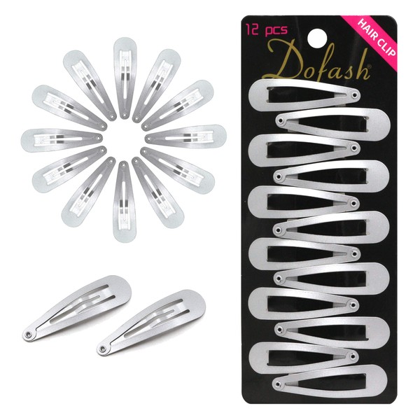 Dofash 5CM /2IN Sliver Snap hair Clips Metal Hair Grips Accessories 12PCS (Silver)