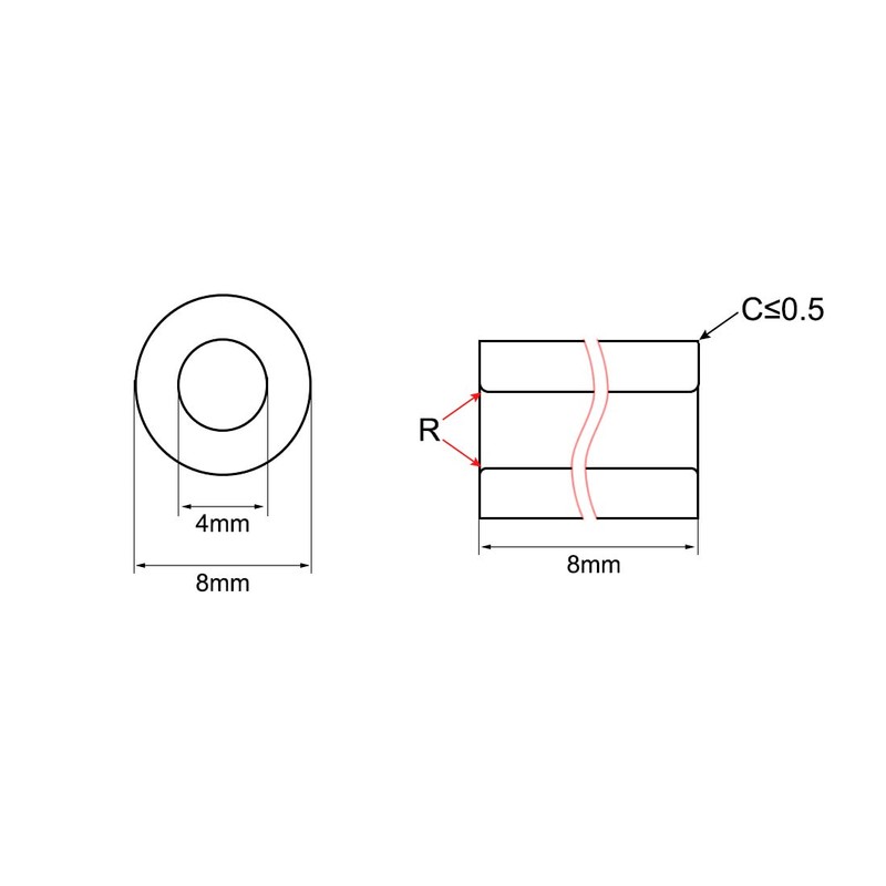 sourcing map Bearing Sleeve 4mm Bore x 8mm OD x
