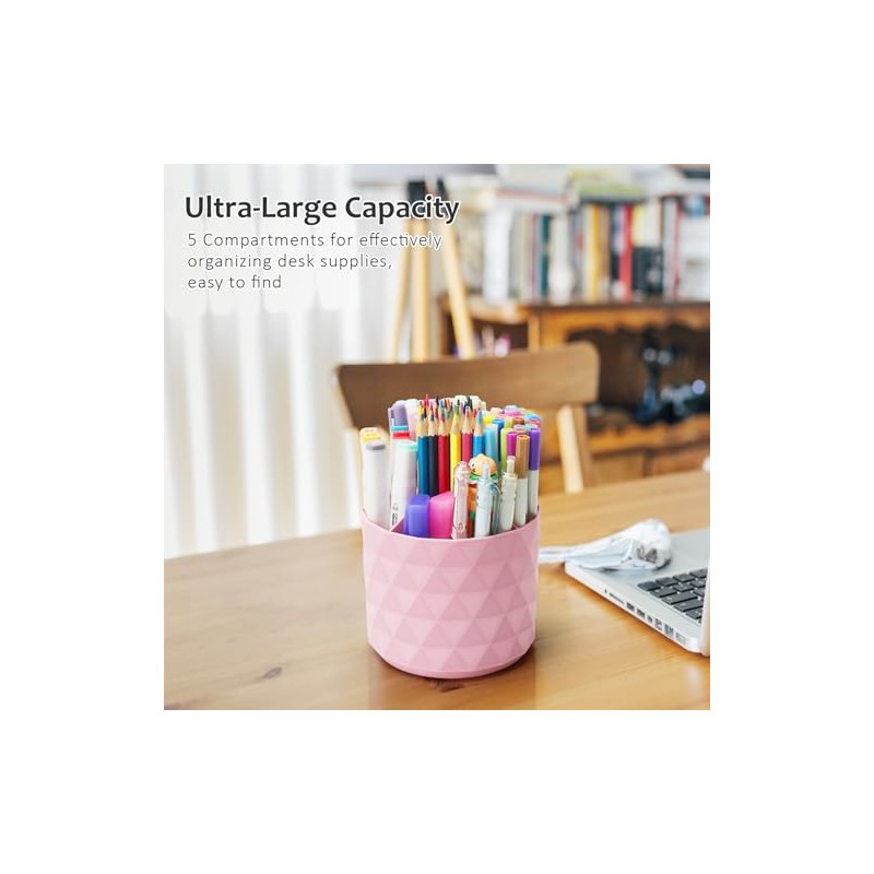 360-Degree Rotating Desk Organizer with Diamond Pattern
