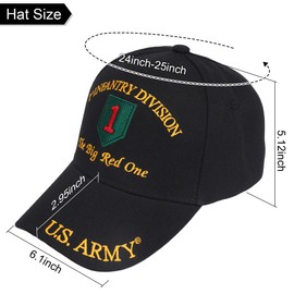 Kinoy Army 1ST Infantry Division The Big RED ONE Direct Embroidered Hat - Black