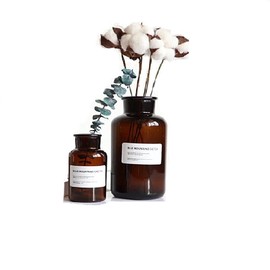 SHUILING Amber Glass Vase Set of 2, Small Bud Vase for Rustic Home Decor Apothecary Jars Mini Vintage Flower Vases Centerpiece for Wedding Decorations, Decorative Glass Bottles (4OZ+8.5OZ)