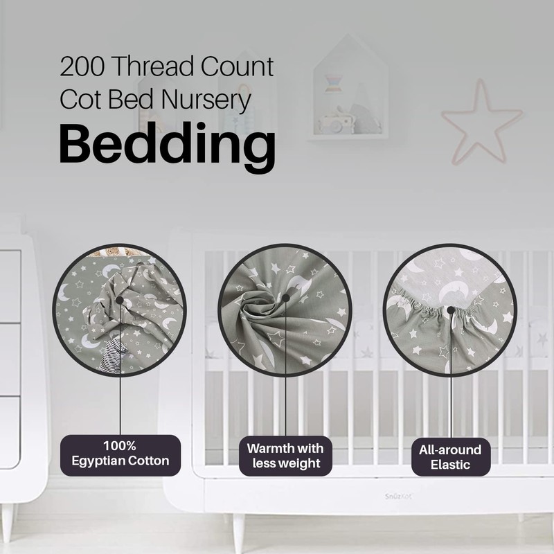 2 x Cot Bed Fitted Sheet 100% Cotton 200 Thread