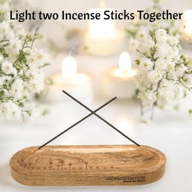 Rustic Wooden Incense Burner Holder - Handcrafted Mango Wood Insence Tray, Incense Burner/Incense Holder/Ash Catcher 12" Heat Resistant - Perfect for Meditation, Yoga & Aromatherapy (Brown)