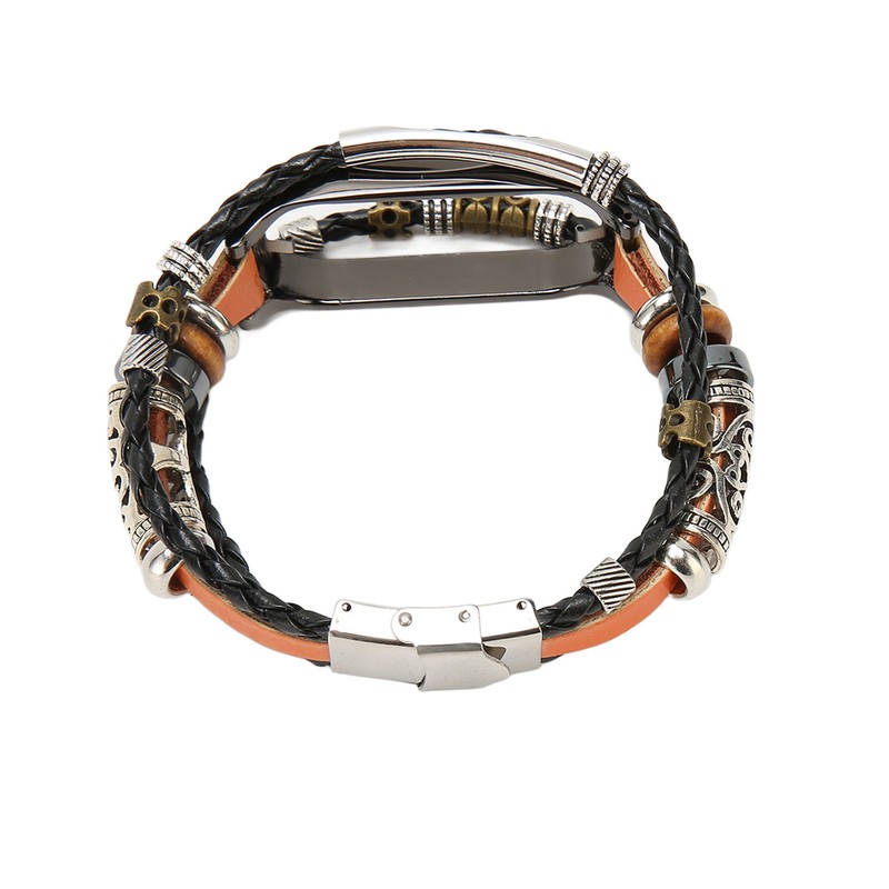 for Xiaomi Mi Band 7 Leather Strap Metal Snap Retro