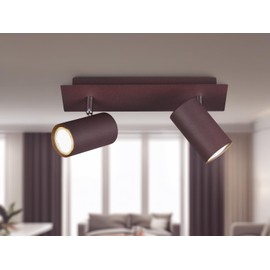 meineWunschleuchte 2-Bulb Ceiling Spotlight Metal in Rust Look, Matt, Width 30 cm