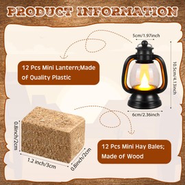 Junkin 24 Pcs Western Theme Party Decorations Birthday Table Centerpieces Mini Decoration Hays Bales and Table Lanterns for Centerpieces Western Horse Rodeo Decor for Crafts Wedding Party Favor
