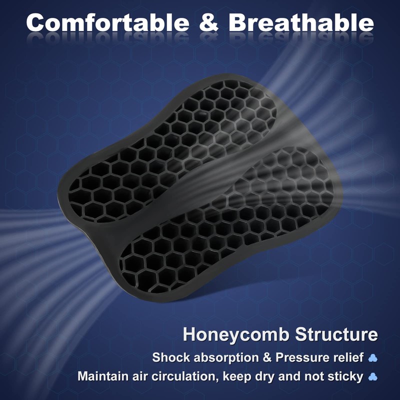 SKYJDM Foldable Passenger Motorcycle Gel Rear Seat Cushion, 3D-Honeycomb Structure