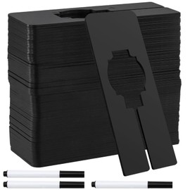 PINGEUI 60 PCS Plastic Closet Rack Dividers, Rectangle Clothes Hanger Dividers with Three Writable Black Clothing Dividers for Wardrobe Sorting Clothing Brand, Size, Color