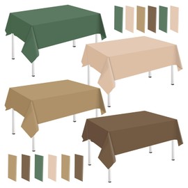 Whaline 16Pcs Woodland Themed Plastic Tablecloth Sage Green Brown Rectangle Mallard Duck Theme Table Cover Waterproof Tablecloth for Forest Party Decoration Supplies, 54 x 108 Inch