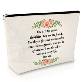 Bonus Daughter Gifts Makeup Bag Adoption Gift Daughter in Law Birthday Gift Step Daughter Gifts from Stepmom Stepdad Wedding Gift for Bonus Daughter Anniversary Christmas Travel Cosmetic Pouch
