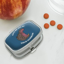 Give Me All of Your Marbles Hippo Funny Humor Rectangle Pill Case Trinket Gift Box