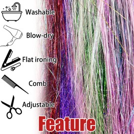 Hair Tinsel Kit,Glitter Hair Tinsel Extension,Sparkling Shiny Hair Tinsel,Fairy Hair Accessories for Girls Women Kids(15 Colors 3000 Strands)