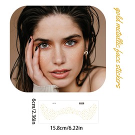 19PCS Gold Temporary Face Tattoos, Fake Freckles Tattoo Sticker, Valentine Heart Tattoo, Butterfly Fake Tattoo, Fairy Temporary Tattoos for Rave Accessories, Adult Kawaii Makeup Accessories for Women