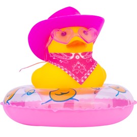 CoFuBcad Rubber Duck Car Ornaments Cowboy Duck Car Dashboard Decoration Accessories with Mini Cowboy Hat Scarf Swim Ring and Sunglasses for Decor Home(AG19)