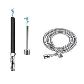 Shower Enema System, Douche Colonic Cleanse Kit, Bathroom Handheld 59.05inch Stainless Steel Shower Hose Enema Douche Bidet Cleaning System Kit for Most Shower Systems