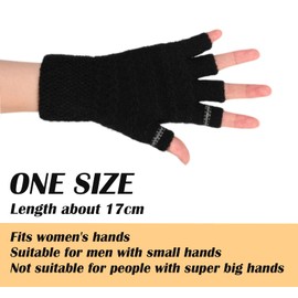 BEIRCOIN Fingerless Gloves, Finger Free Winter Warm Knitted Gloves Work Camping Hiking Running Cycling Driving for Men and Women Youth (Black)