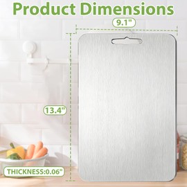 Titanium Cutting Boards for Kitchen - 100% Pure Double-Sided Food Grade Chopping Boards, Dishwasher Safe, Odor Resistant & Easy to Clean for Meat, Vegetables, Fruits (13.4"L x 9"W)