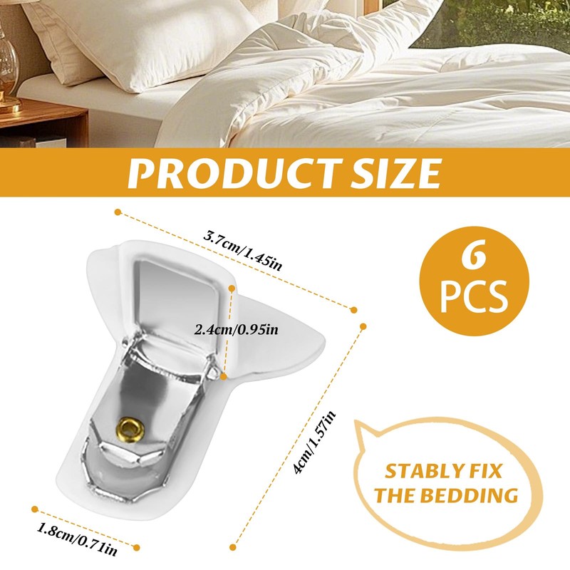 6Pcs Duvet Clips & Bed Sheet Clips,Durable Duvet Cover Clips