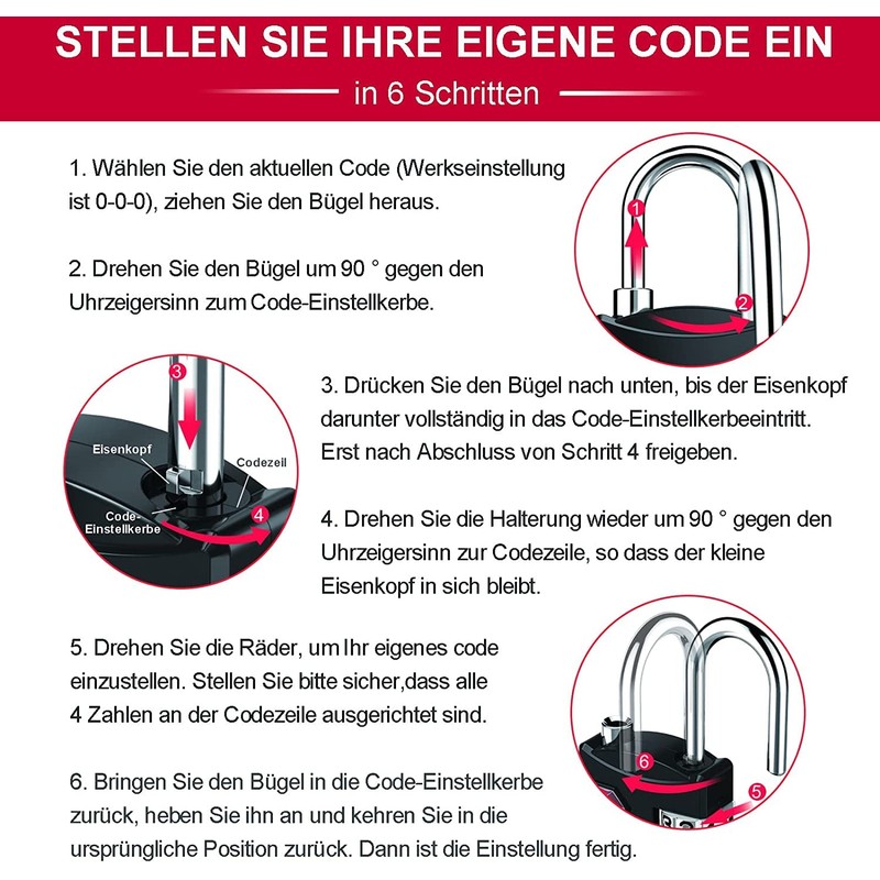 ZHEGE TSA Lock Suitcase, Suitcase Locks, 4-Digit Locks, Combination Code