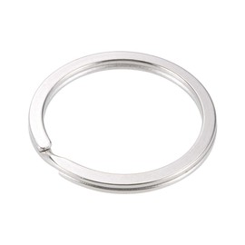 uxcell Split Key Rings 35mm Open Flat Jump Connector for Lanyard Zipper Handbag, Stainless Steel, Pack of 10