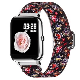 Compatible for Popglory 22 Smartwatch Band, Giaogor Stretch Elastics Adjustable Strap Compatible for Popglory P22/Donerton Smartwatch/itouch air 3/FirYawee Smartwatch/Virmee VT3 (Color skull)
