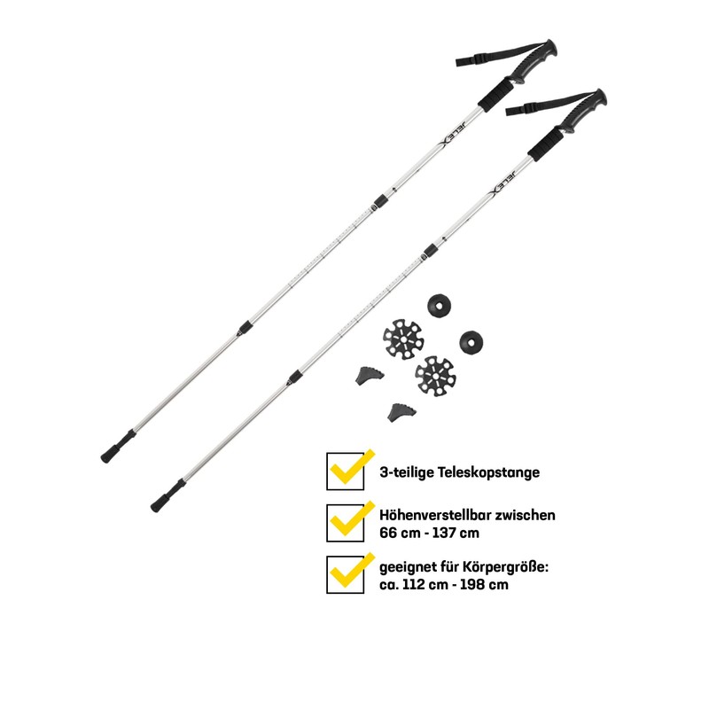JELEX Nature Telescopic Walking Poles for Nordic Walking Adjustable Includes