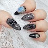 Black see-through handmade nail tips - Coffin / 블랙 시스루