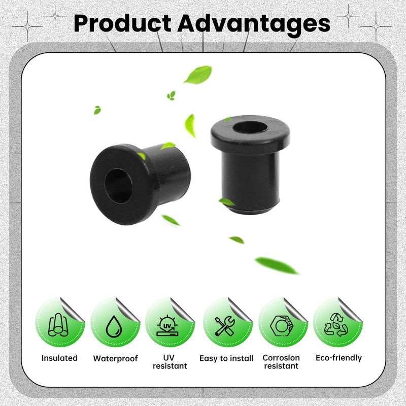 20PCS Rubber Grommets 1/4"(6mm) Drill Hole, 3/16"(4mm) ID Durable Black