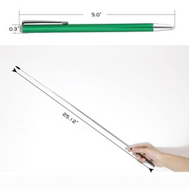 Pointer - Teachers Pointer - Teaching Pointer - Hand Pointer Extended Length, Presenter Whiteboard Pointer, Black Matte with Chrome Trim (Green)